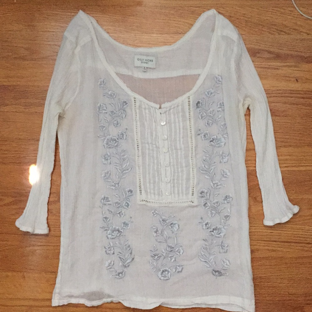 Gilly Hicks shirt with beautiful flower embroidery